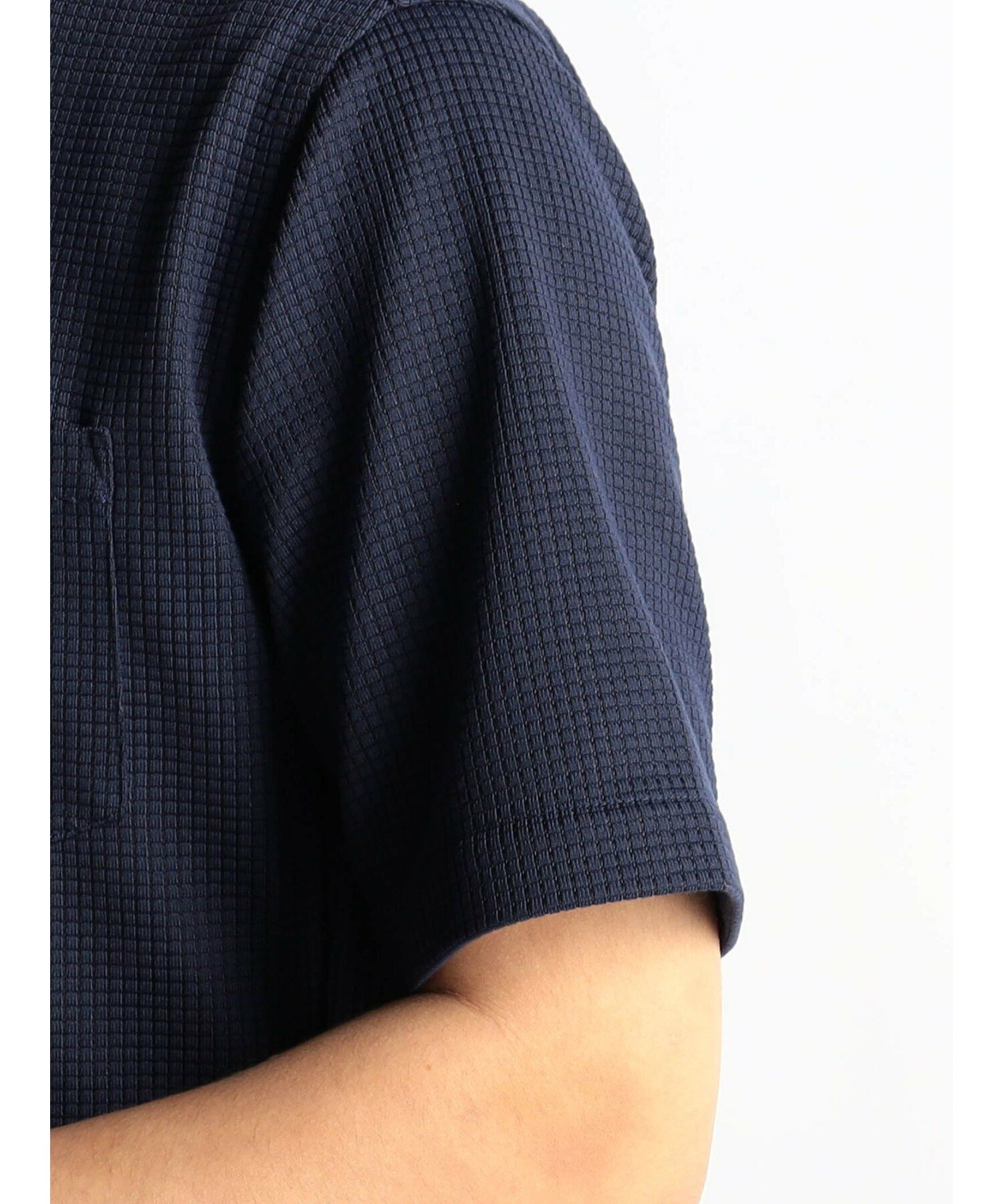 ボックスミニワッフルイタリアンカラー半袖シャツ
